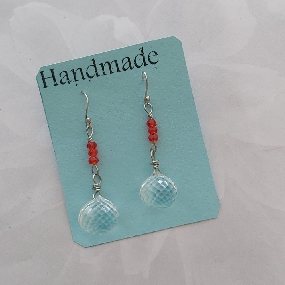 Austrian Red Crystals & Candy Kiss Quartz Earrings